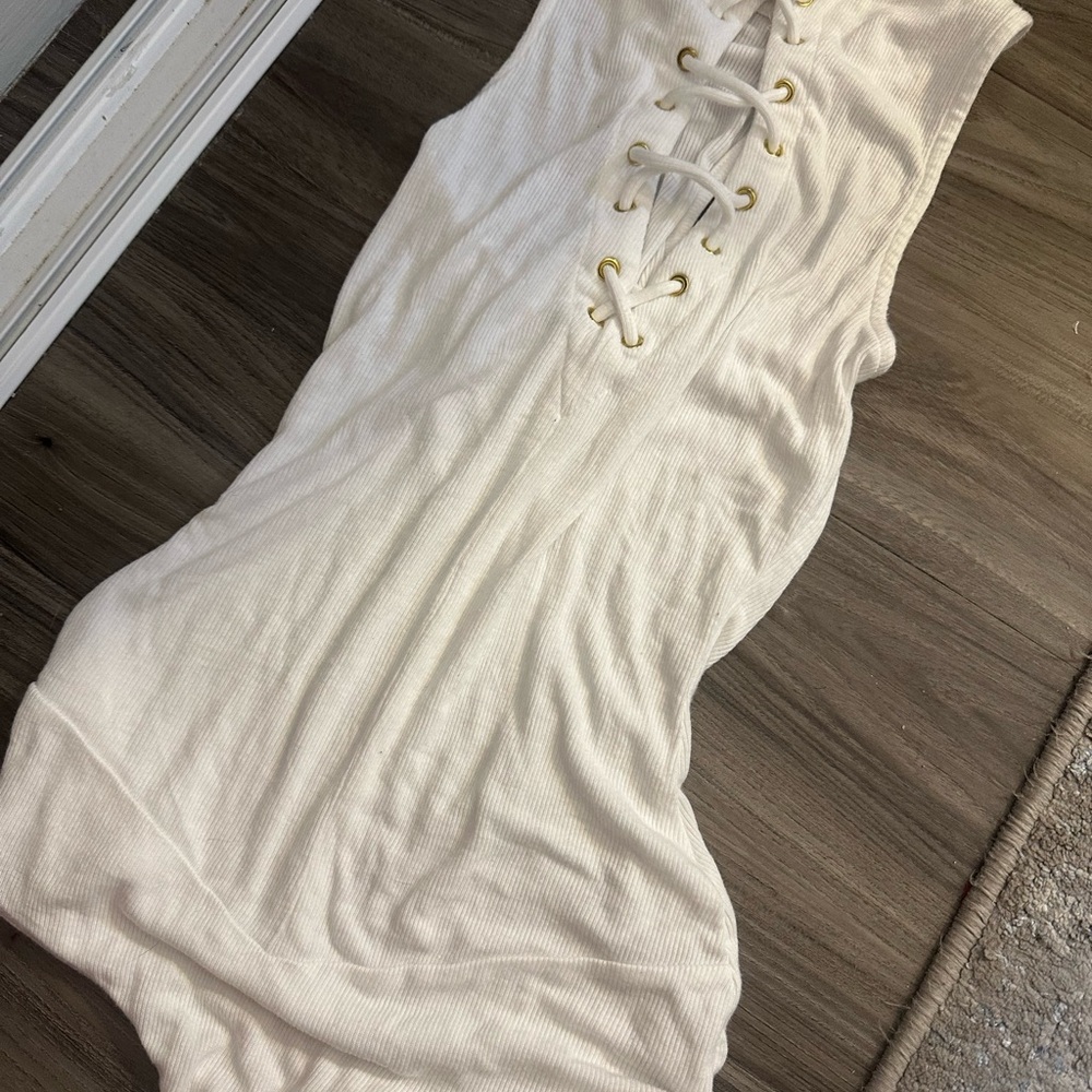 Guess White Lace-Up Bodysuit - Picture 2 of 3